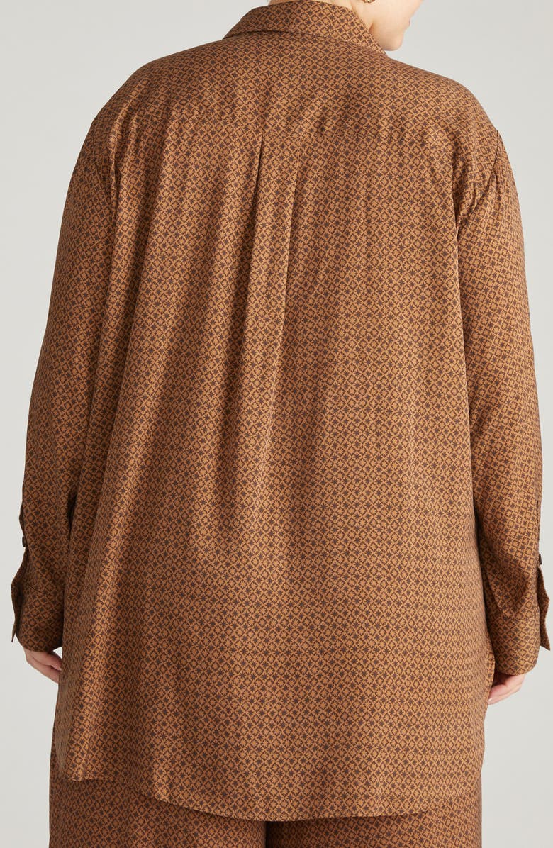 Universal Standard Cooling Oversize Button-Up Shirt, Alternate, color, Brown Hacienda Print