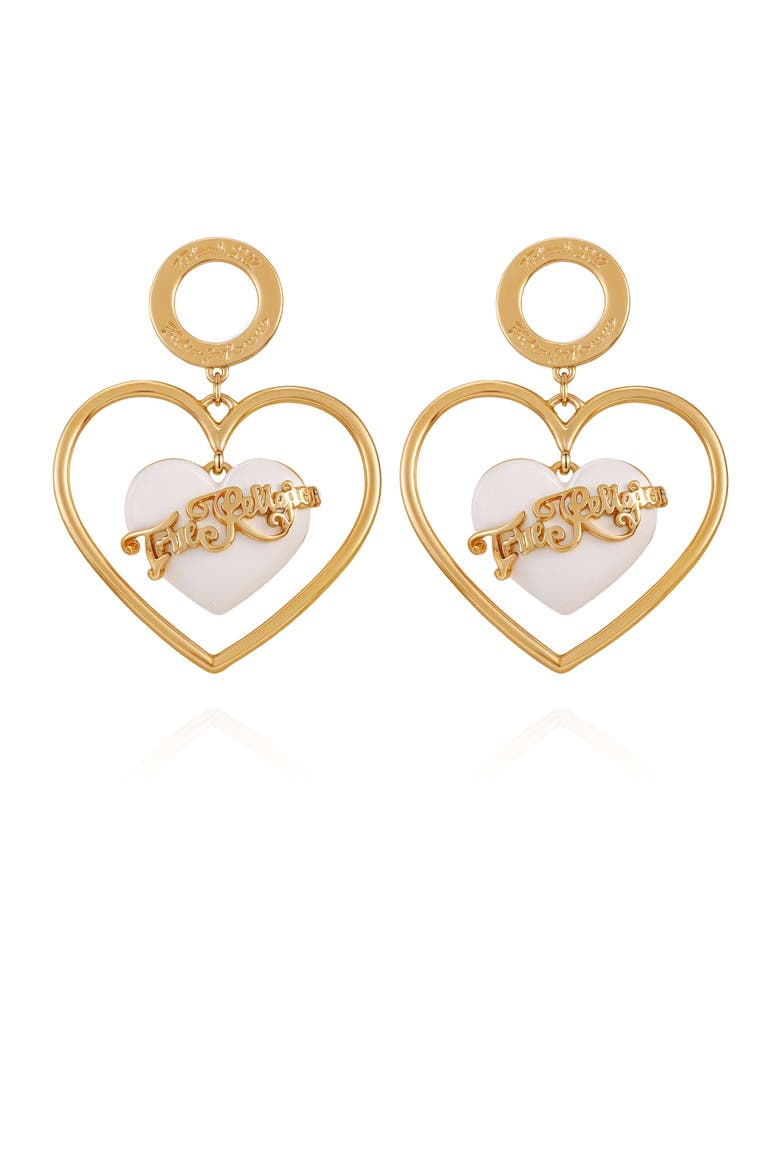Heart statement earring, Main, color, goldtone