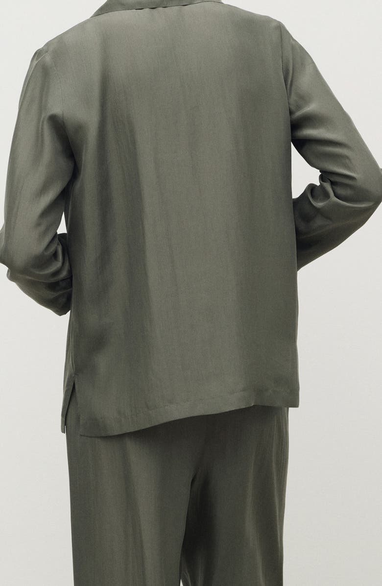 MANGO Silk Pajama Shirt, Alternate, color, Forest Green