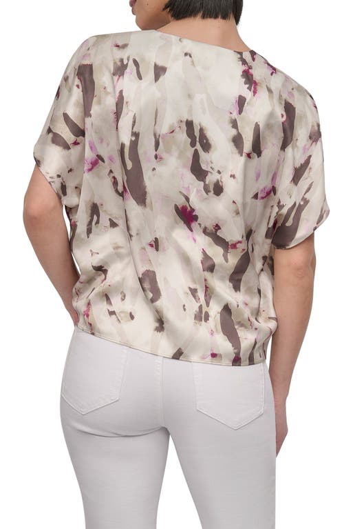 Dkny Abstract Print Tie Front Top In Neutral