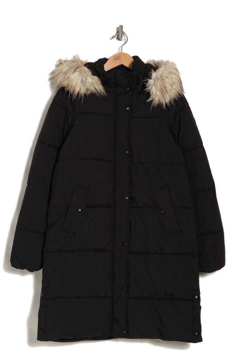 Sam Edelman Nylon Puffer Jacket with Faux Fur Trim, Alternate, color,