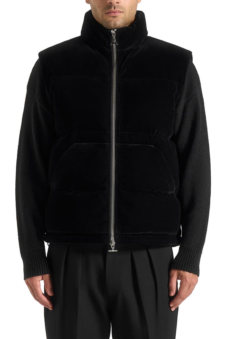 Manu Velvet Puffer Gilet, Alternate, color, Black