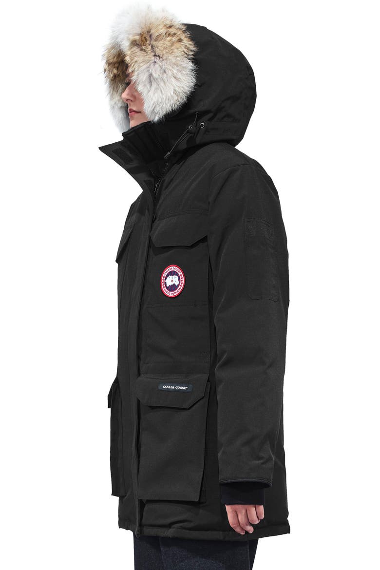 Expedition Extreme Weather Fusion Fit 625 Fill Power Down Parka with Genuine Coyote Fur Trim, Alternate, color, BLACK