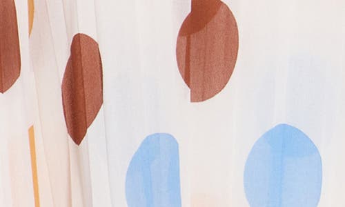 Forgotten Grace Polka Dot Long Sleeve Pleated Button-up Top In Multi