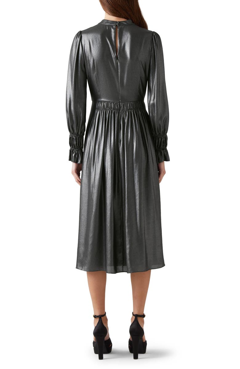 LK Bennett Louise Metallic Lamé Long Sleeve Midi Dress, Alternate, color,