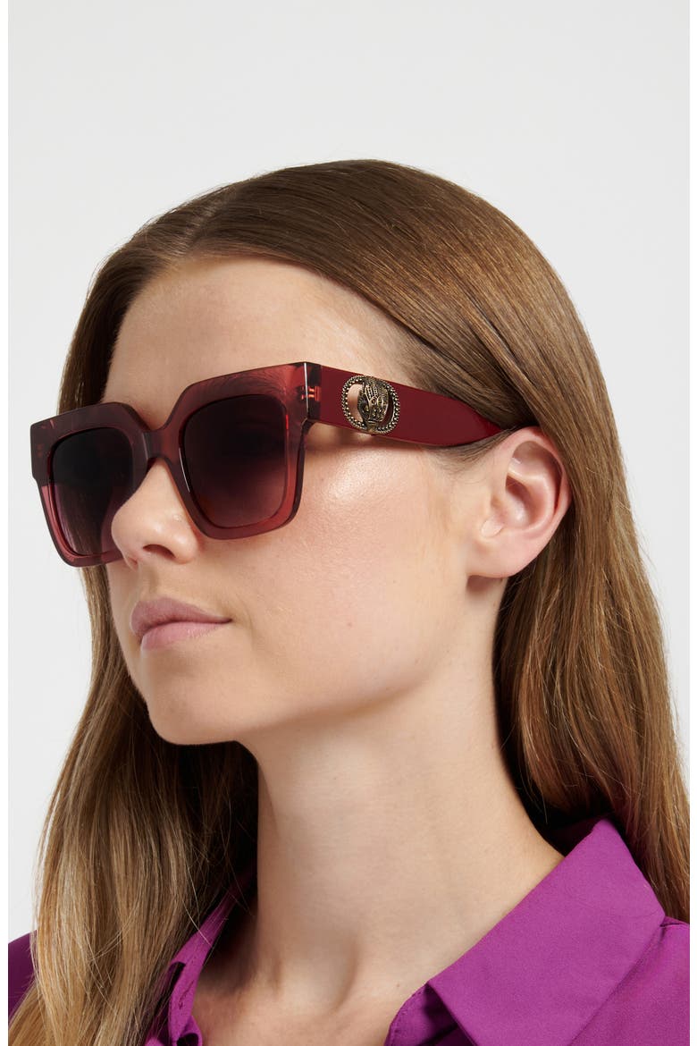 50mm Gradient Square Sunglasses, Alternate, color, CRYSTAL BURGUNDY/ PINK