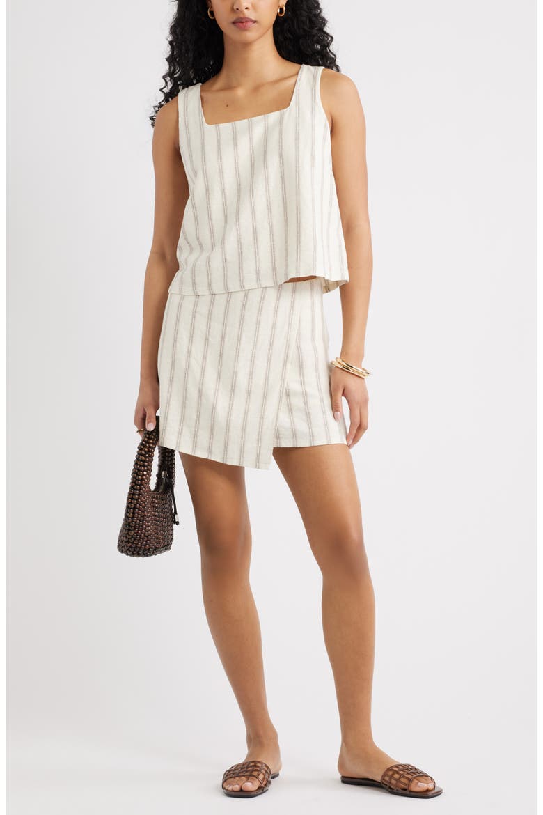 Linen Blend Skirt, Alternate, color, BEIGE CABANA STRIPE