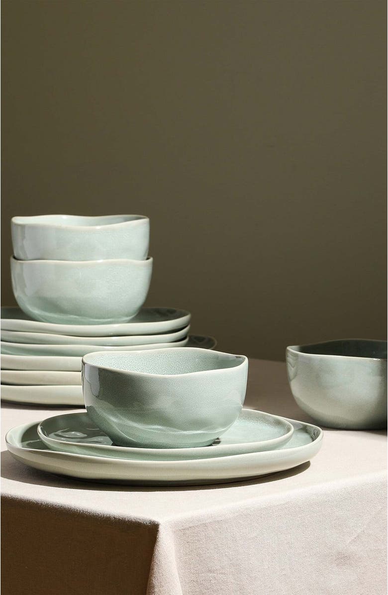 Stone Lain Mirella Stoneware 12-Piece Dinnerware Set, Alternate, color, Light Green