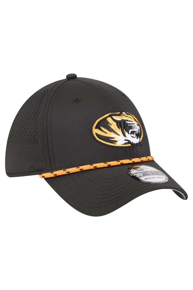 Men's New Era  Black Missouri Tigers Rope 39THIRTY Flex Hat, Alternate, color, Black