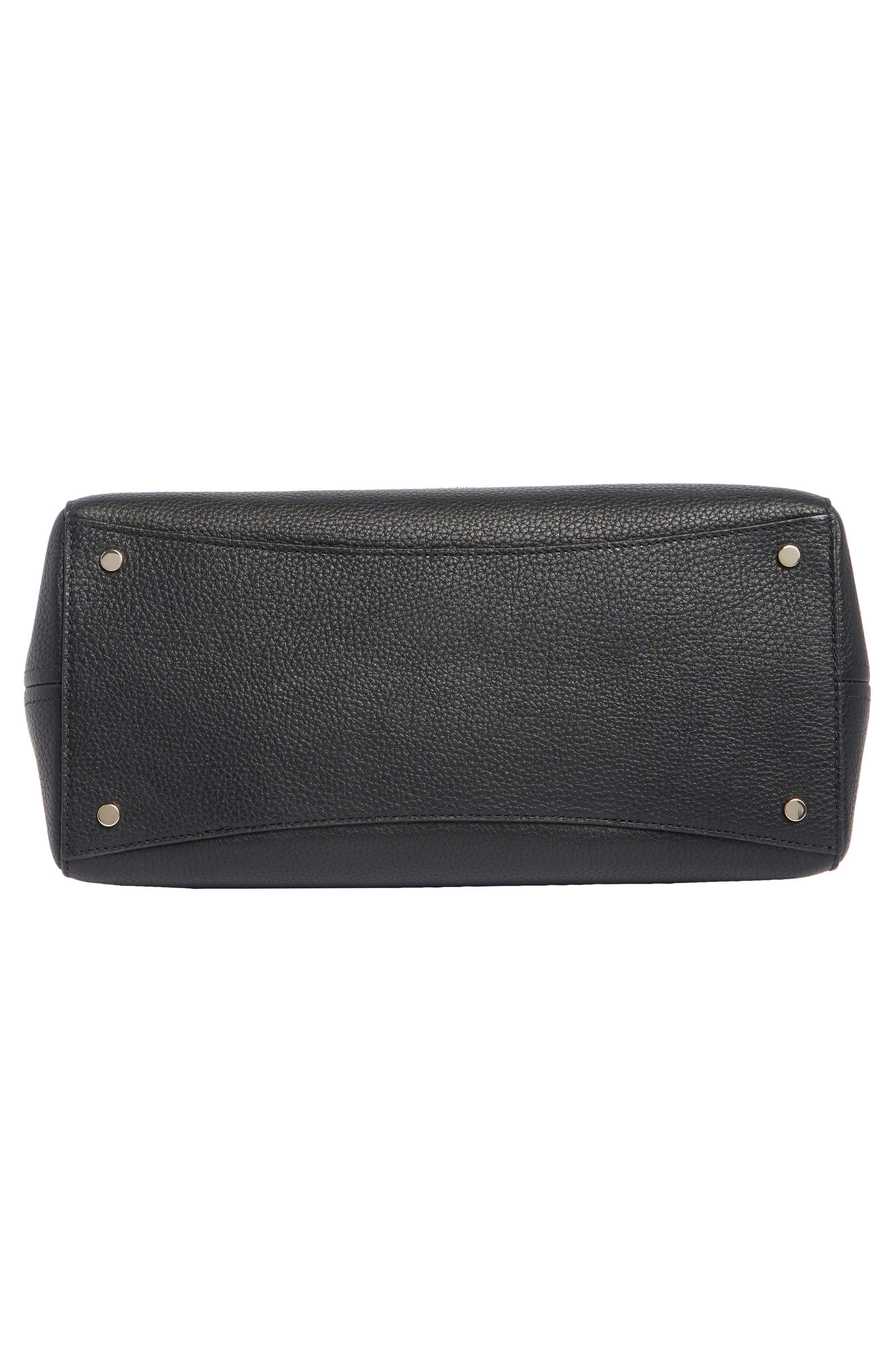 medium pebble leather satchel, Alternate, color, BLACK