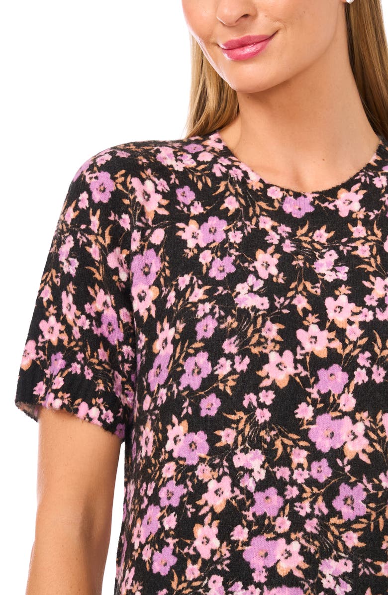 CeCe Print Short Sleeve Sweater, Alternate, color, 