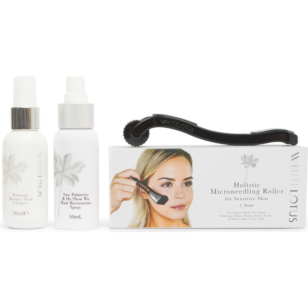 White Lotus Beauty Holistic Dermaroller Kit For hair in Black  product