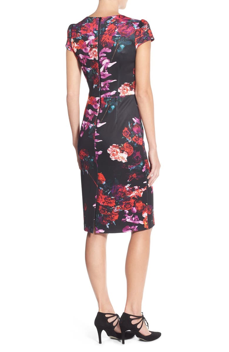 Betsey Johnson Floral Print Knit Sheath Dress, Alternate, color,