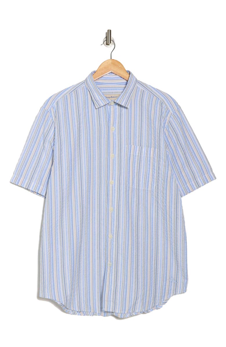 Tommy Bahama Lagoon Drive Stripe Short Sleeve Button-Up Shirt, Alternate, color, Cabo Blue