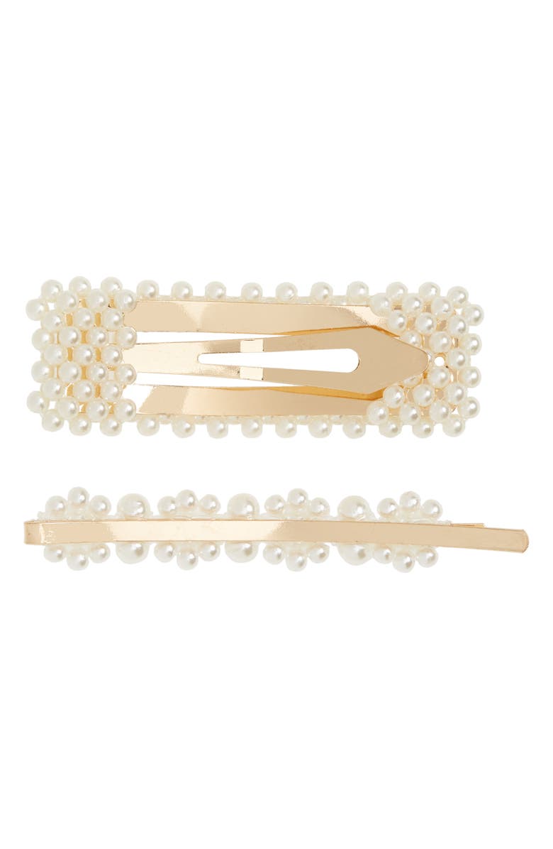 BP. Set of 2 Imitation Pearl Hair Clips, Alternate, color, 
