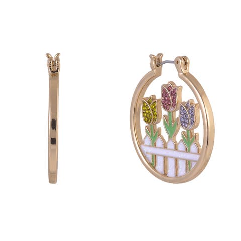 Tulip Theme Hoop Earrings