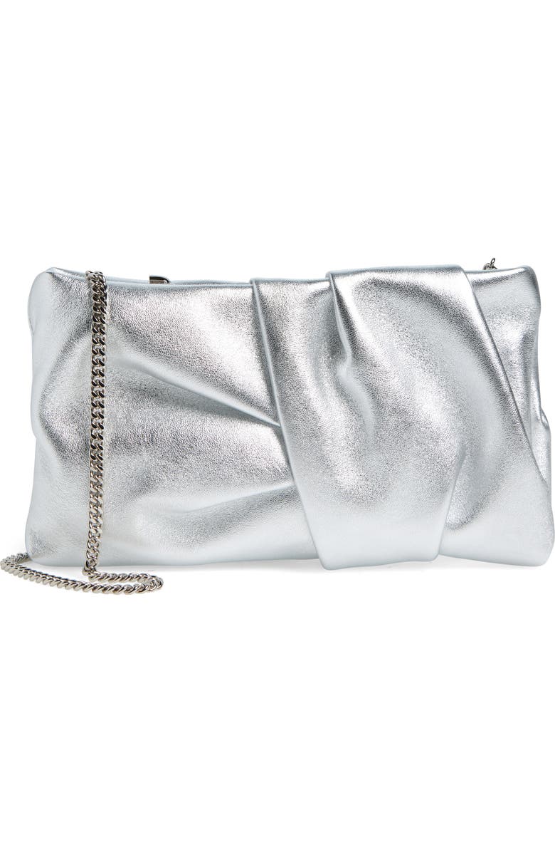 Jimmy Choo Bonny Metallic Leather Clutch, Main, color,