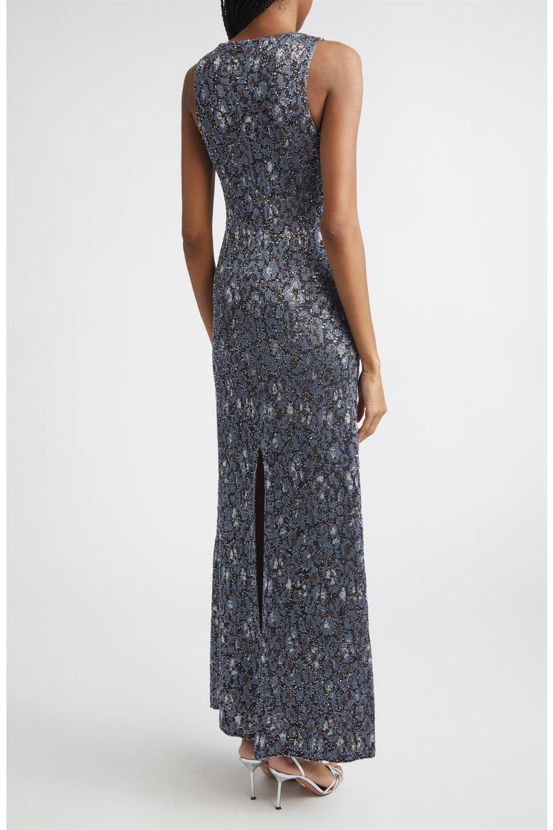 Animal Jacquard Sequin Sleeveless Column Dress, Alternate, color, BLUE BASE