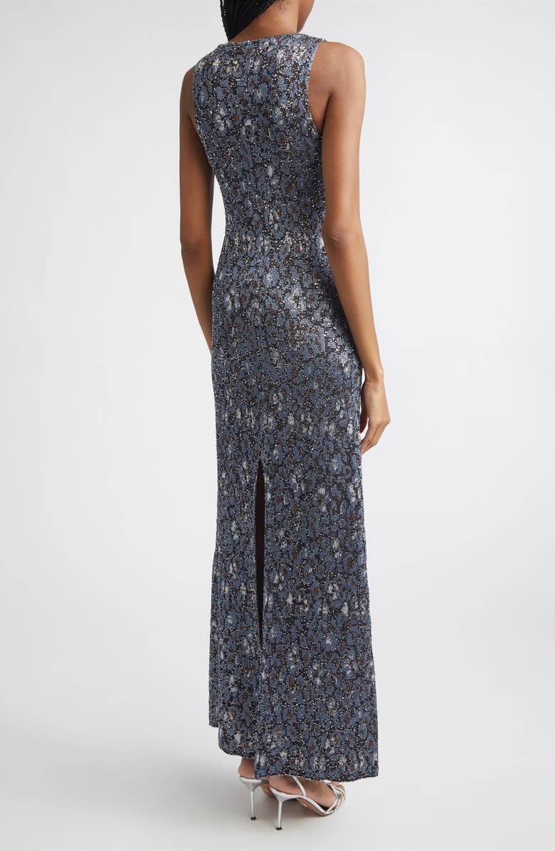 Missoni Animal Jacquard Sequin Sleeveless Column Dress, Alternate, color, Blue Base