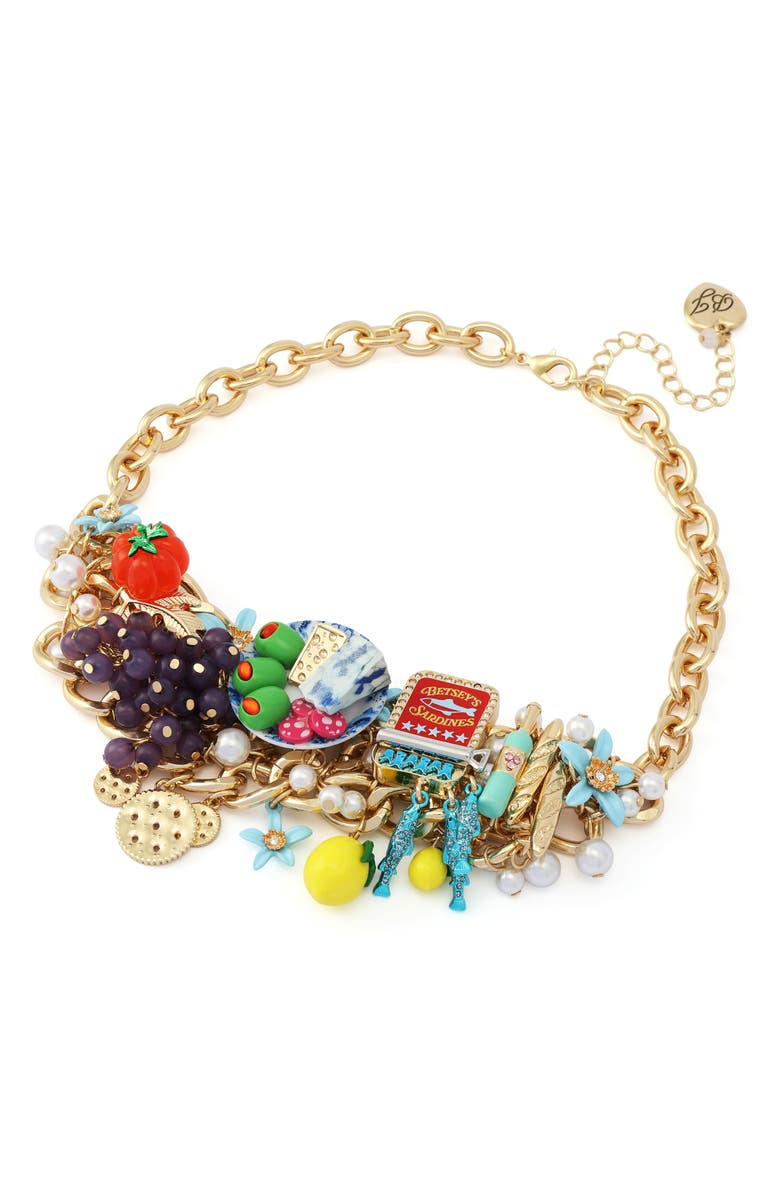 Betsey Johnson Charcuterie Bauble Frontal Necklace, Alternate, color, 
