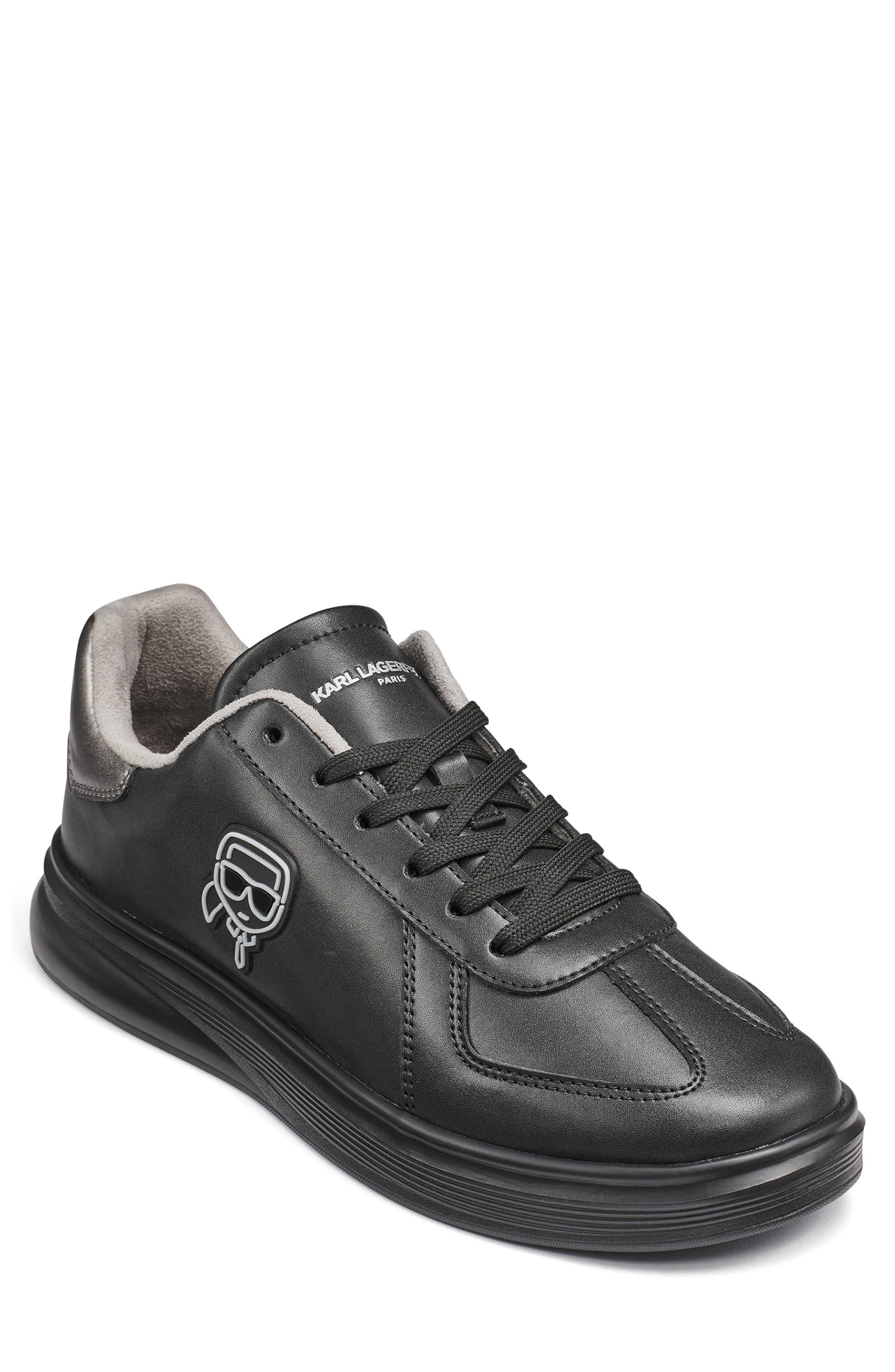 KARL LAGERFELD PARIS Karl Head Patch Racer Toe Sneaker, Main, color, Black