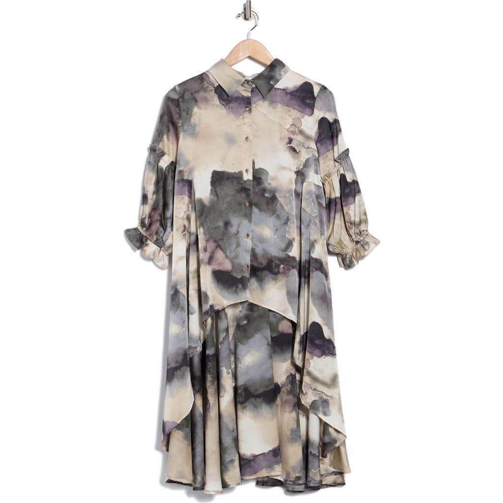 Patrizia Luca Three-quarter Sleeve High-low Top In Gray