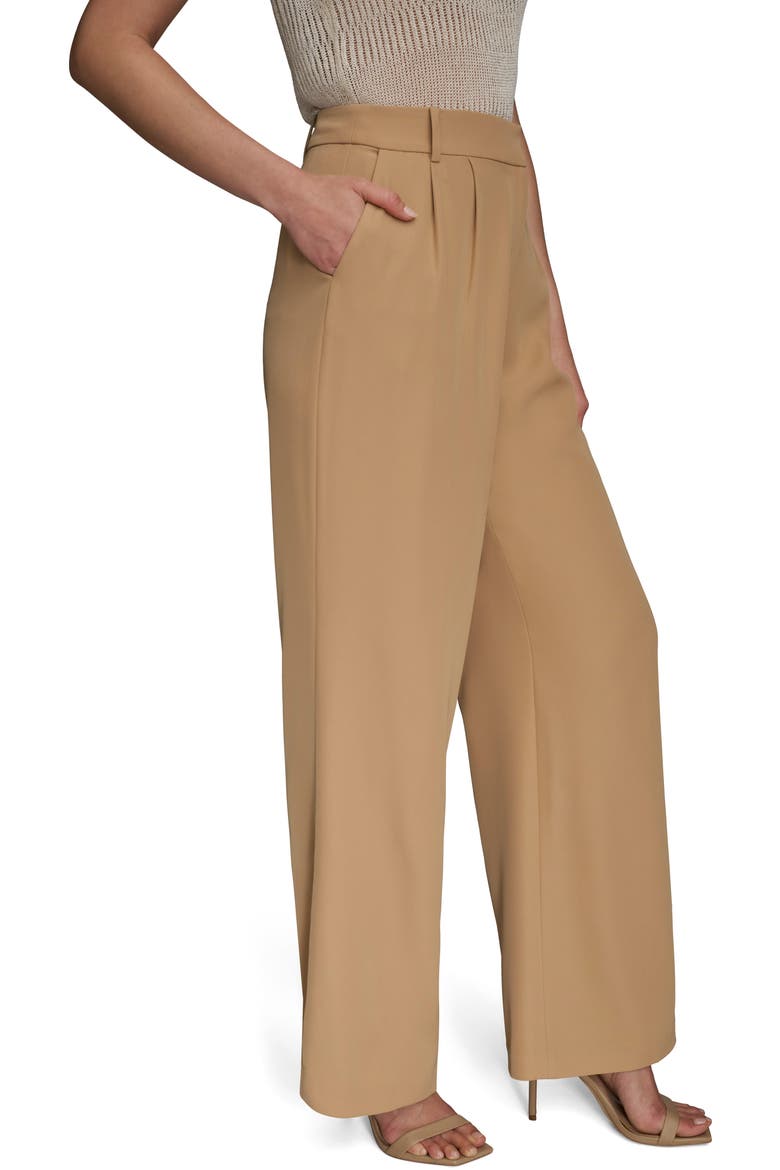 Pleated Wide Leg Pants, Alternate, color, FAWN