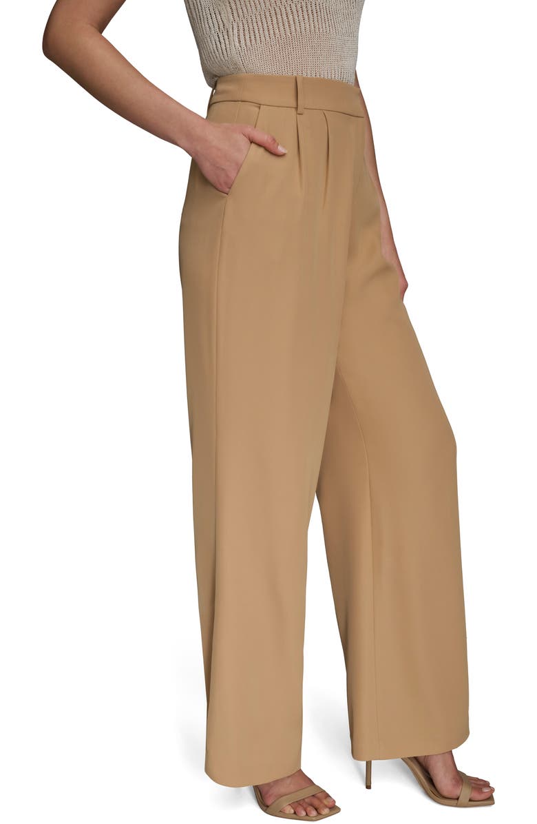 Donna Karan New York Pleated Wide Leg Pants, Alternate, color, Fawn