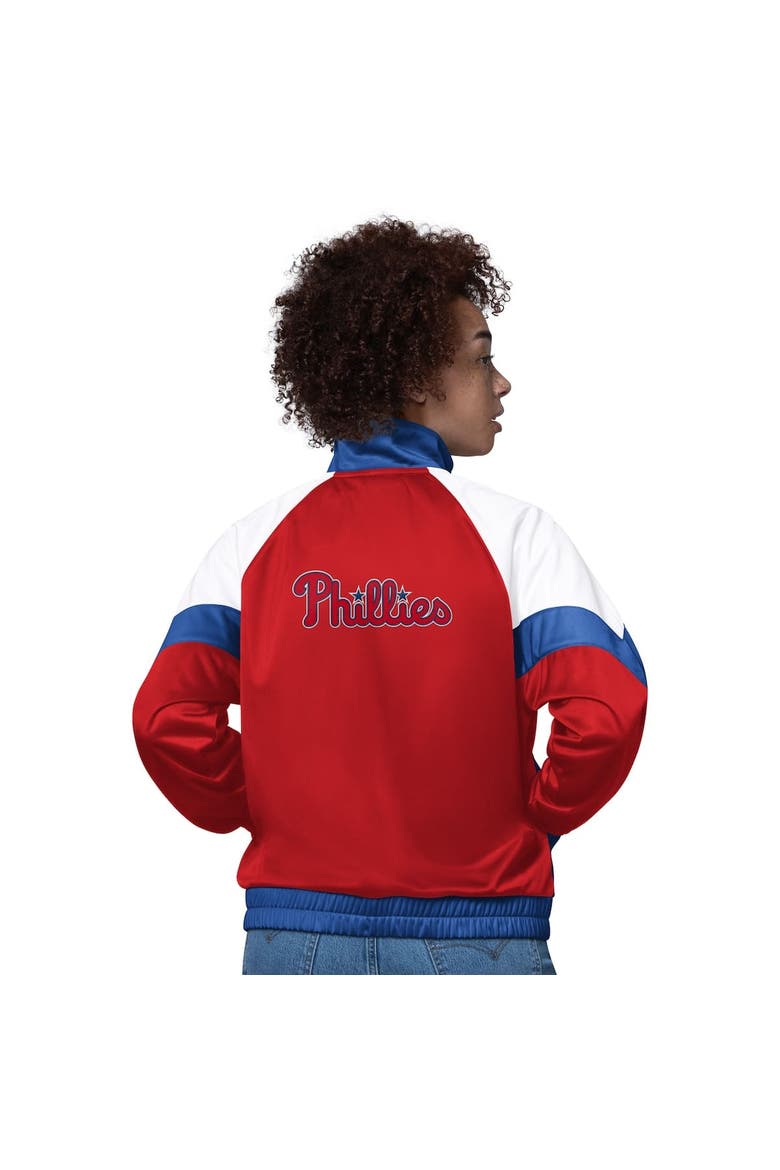 Women's Starter  White/Royal Philadelphia Phillies Teamwork Raglan Full-Zip Track Jacket, Alternate, color, White