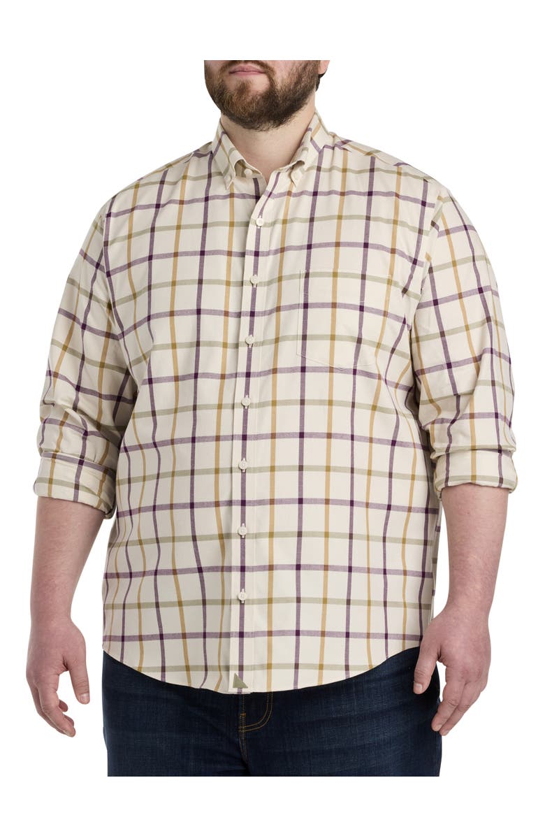 Untuckit Fit by Dxl Olson Plaid Sport Shirt, Main, color, Cream
