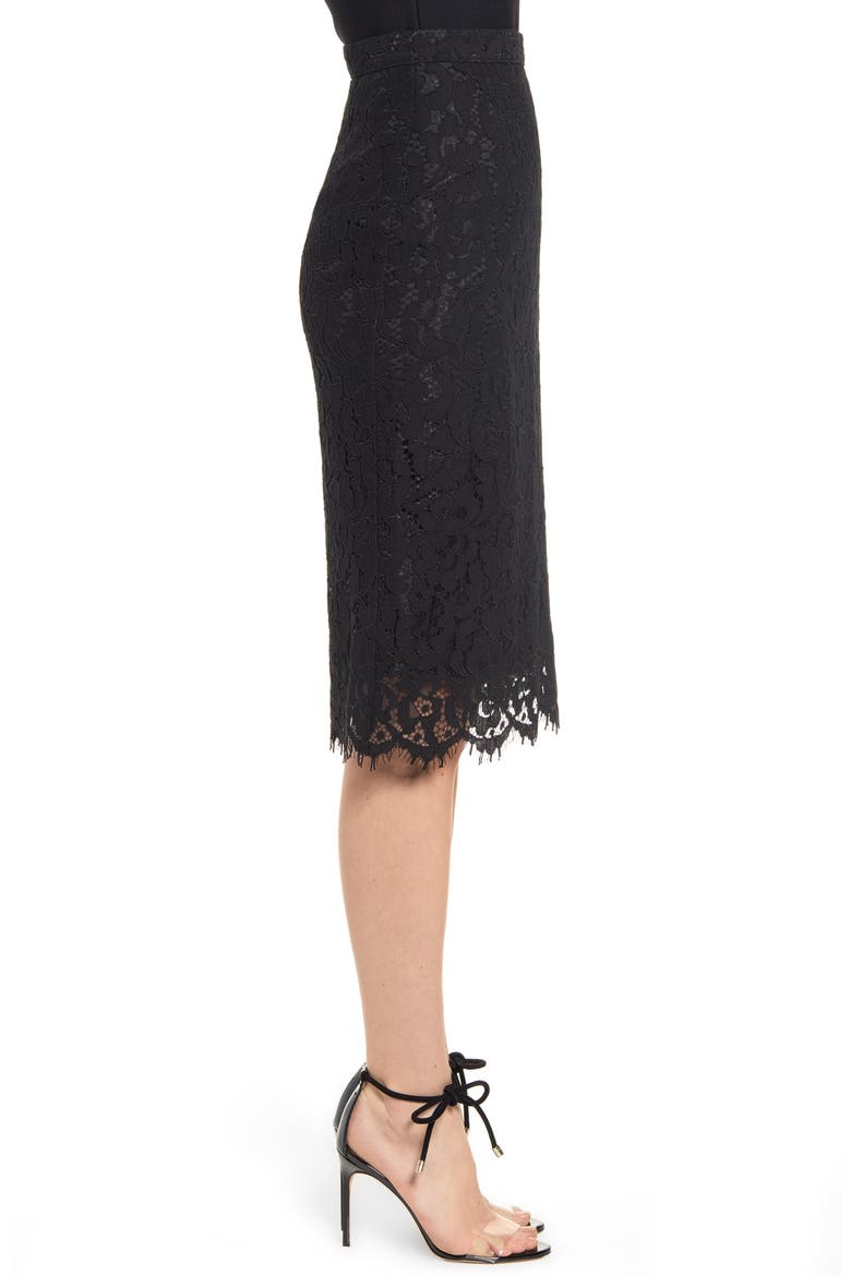 Lace Pencil Skirt, Alternate, color, BLACK