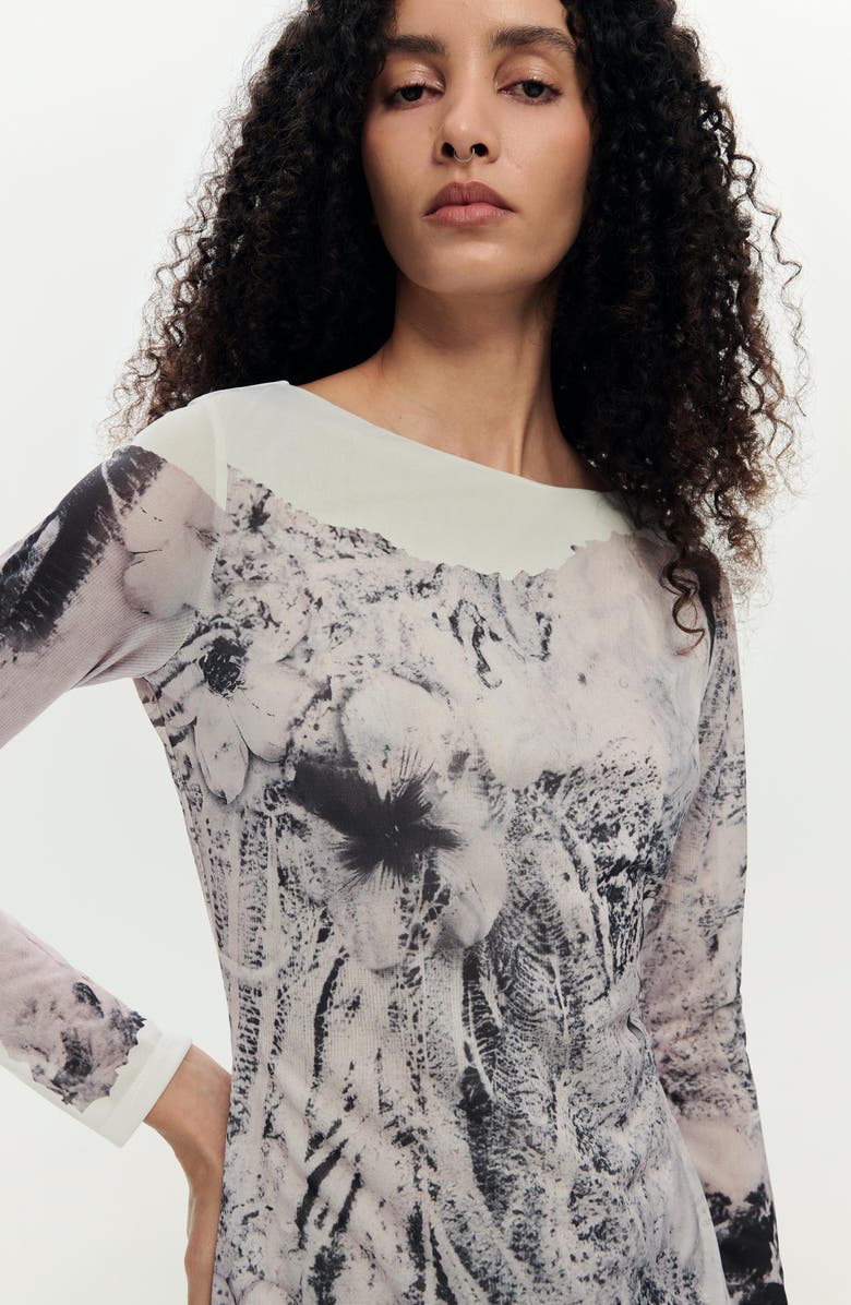 Desigual Collage Print Long Sleeve Minidress, Alternate, color, 