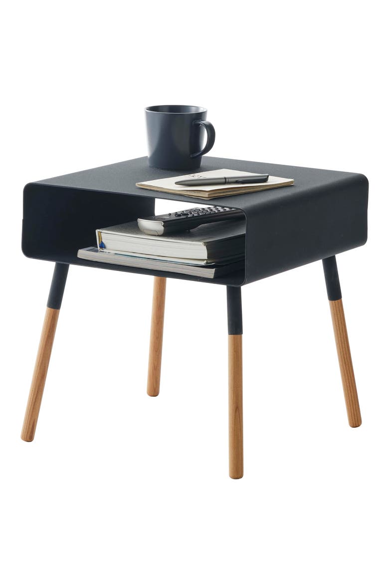 Short Side Table with Storage Shelf, Alternate, color, BLACK