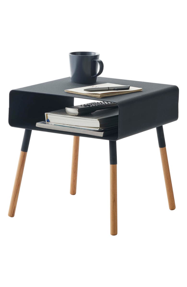 Yamazaki Short Side Table with Storage Shelf, Alternate, color, Black