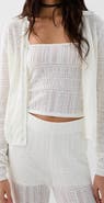 Scalpers Pointelle White Cardigan