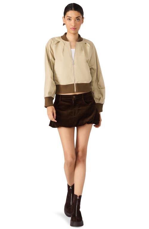 Steve Madden Bray Cotton Crop Bomber Jacket In Neutral