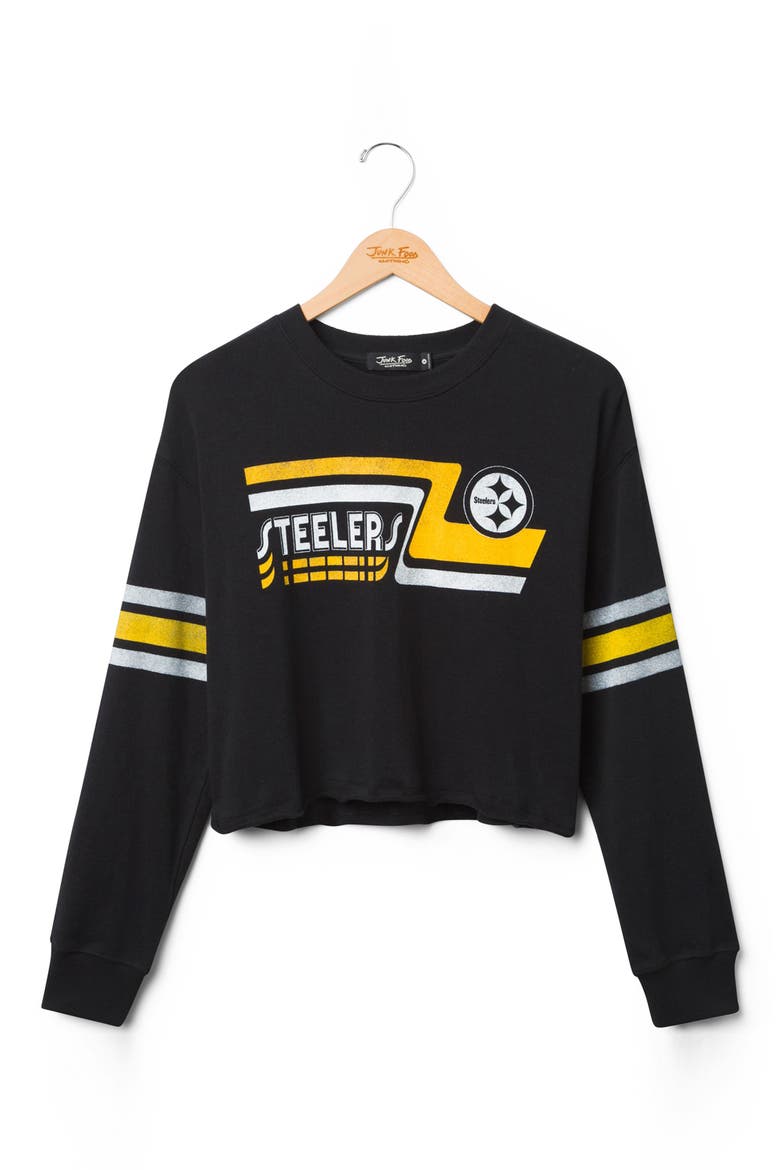 Pittsburgh Steelers Graphic Cropped Sweatshirt, Main, color, TRUE BLACK