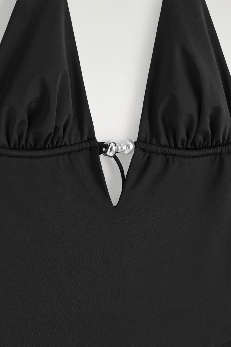 Embellished Plunge-Neck Swimsuit, Alternate, color, BLACK