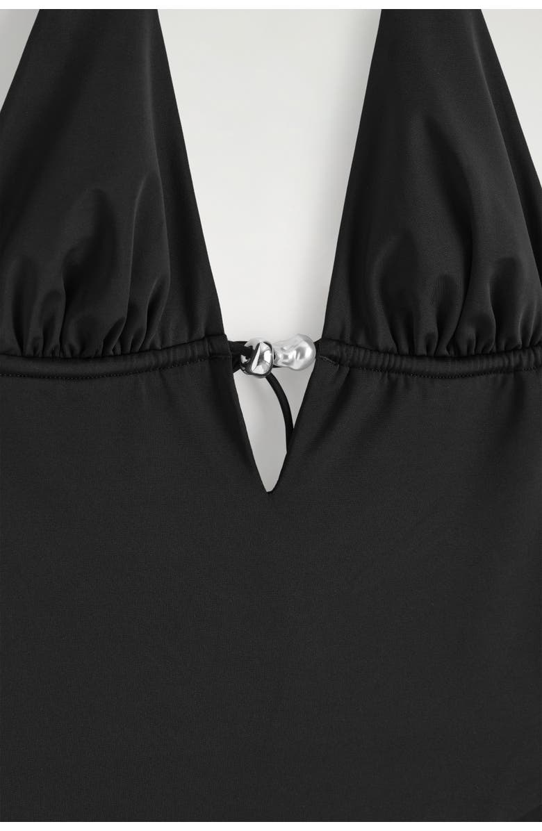 COS Embellished Plunge-Neck Swimsuit, Alternate, color, Black