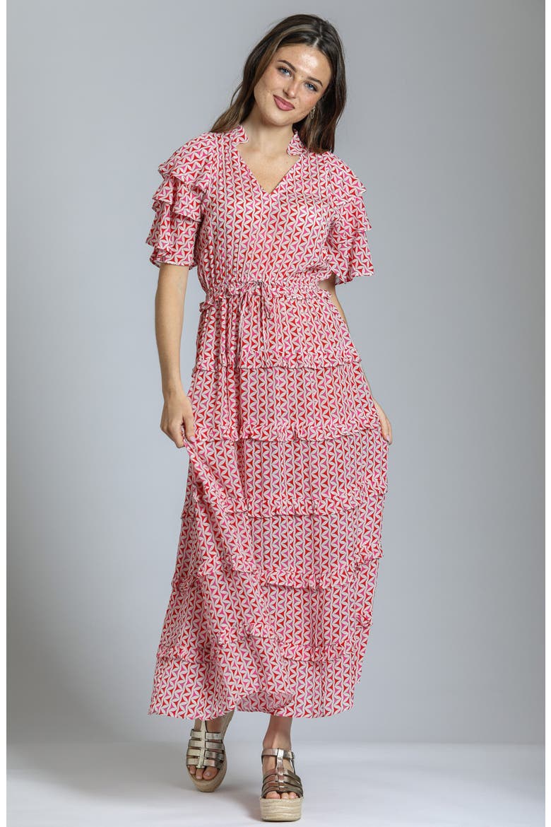 Tiered Ruffle Maxi Dress, Alternate, color, RED MULTI