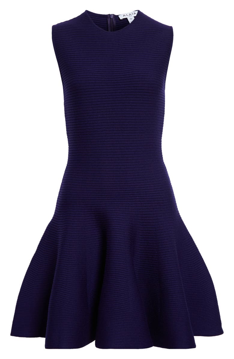 Alaïa Rib Wool Blend Skater Minidress, Alternate, color, Violet Fonce