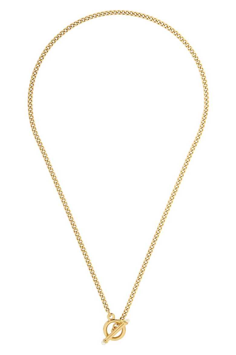 Stella Imitation Pearl Toggle Necklace, Main, color, GOLD