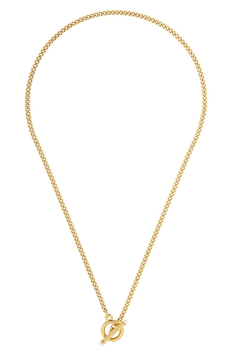 Brook and York Stella Imitation Pearl Toggle Necklace, Main, color, Gold