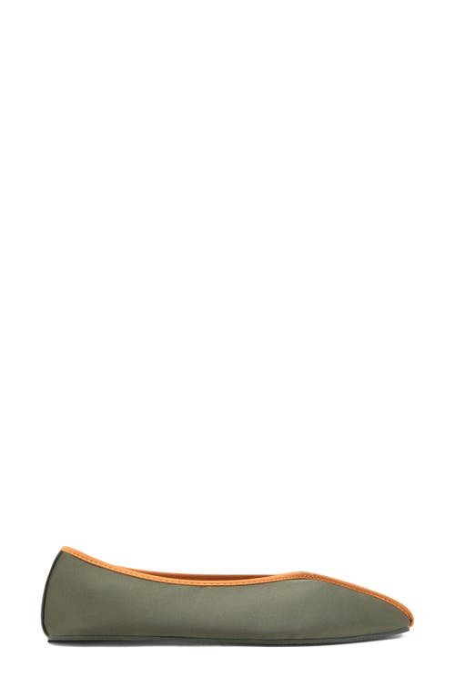 Mango Satin Ballerina Flat In Green