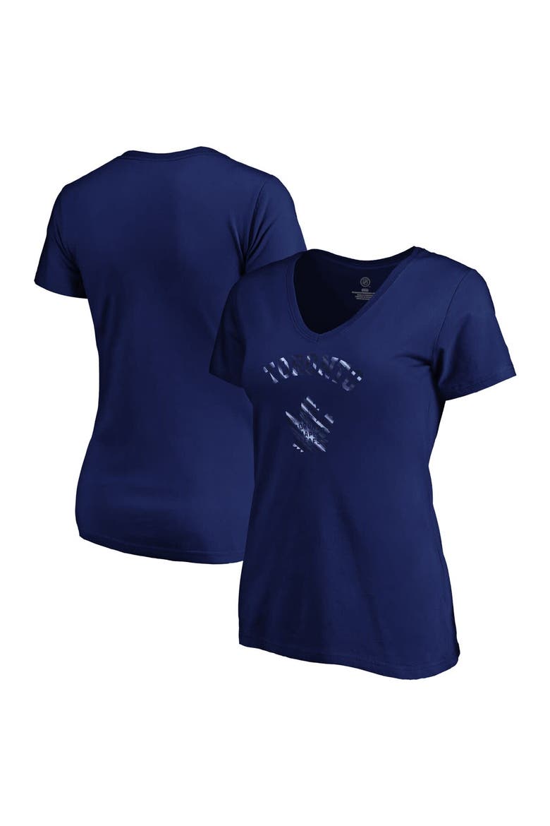 Women's Fanatics  Navy Toronto Maple Leafs Total Shine V-Neck T-Shirt, Alternate, color, Navy