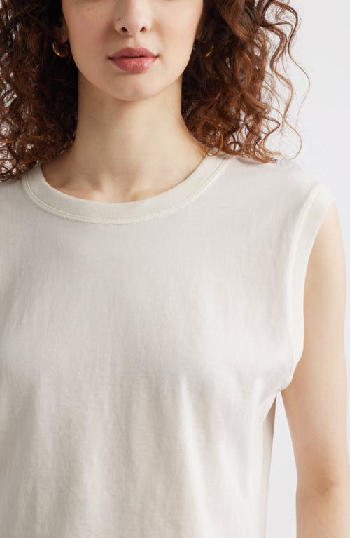 Treasure & Bond Pleat Back Cotton Muscle Tank In Ivory Egret
