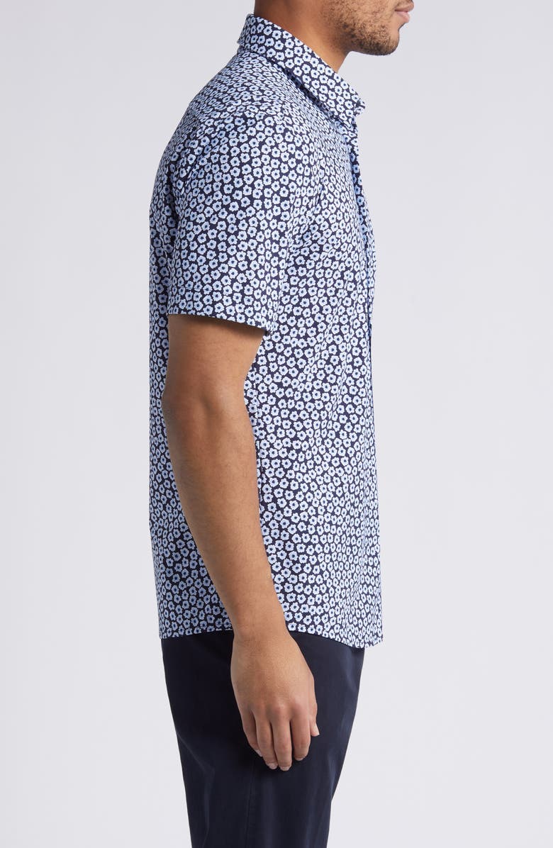 BOSS Roan Floral Short Sleeve Stretch Button-Up Shirt, Alternate, color, 