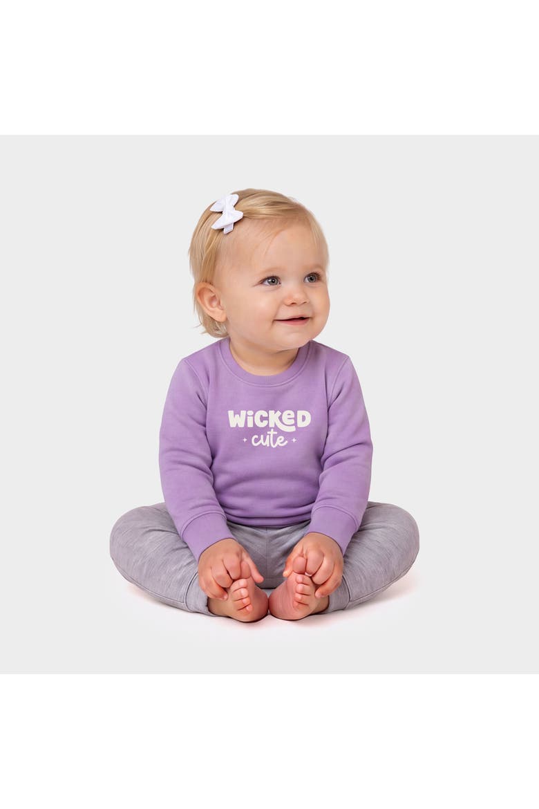 Wicked Cute Bold Infant Crew Fleece Sweatshirt, Main, color, Lavender