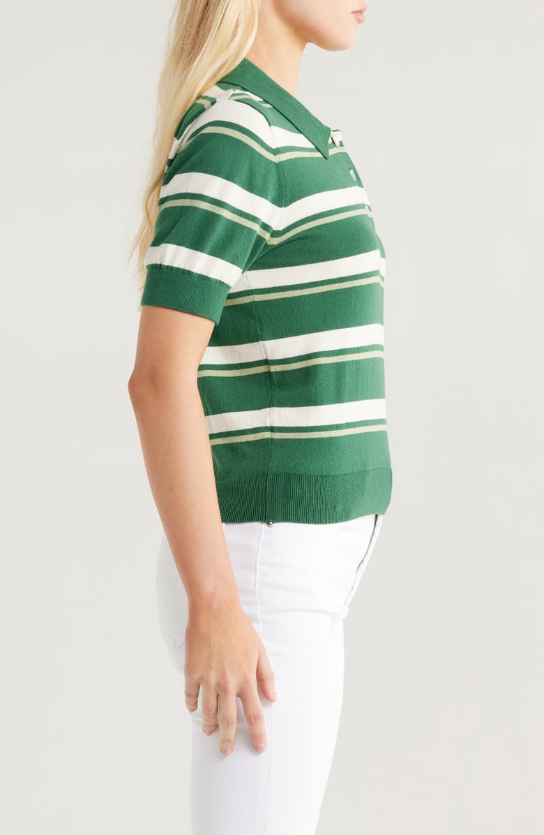 Pistola Drea Stripe Cotton Sweater Polo, Alternate, color, Emerald Stripe