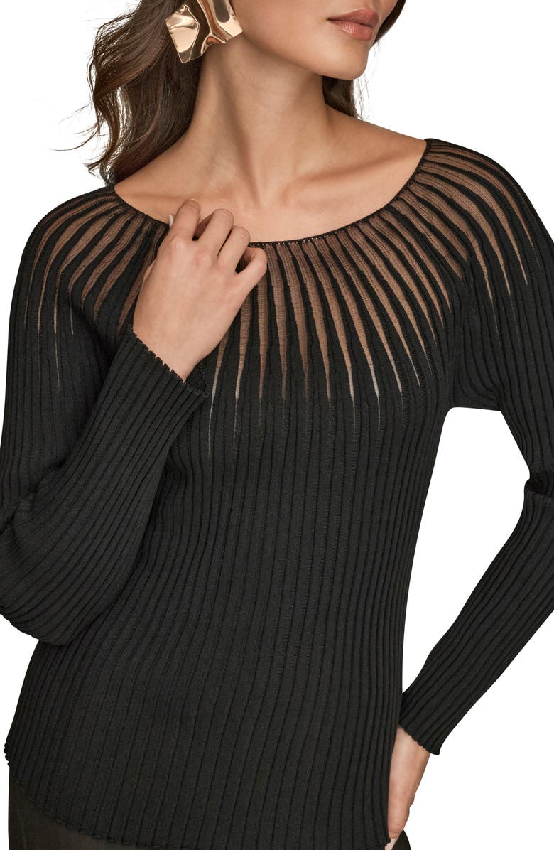 Donna Karan New York Mixed Media Knit Top, Alternate, color,